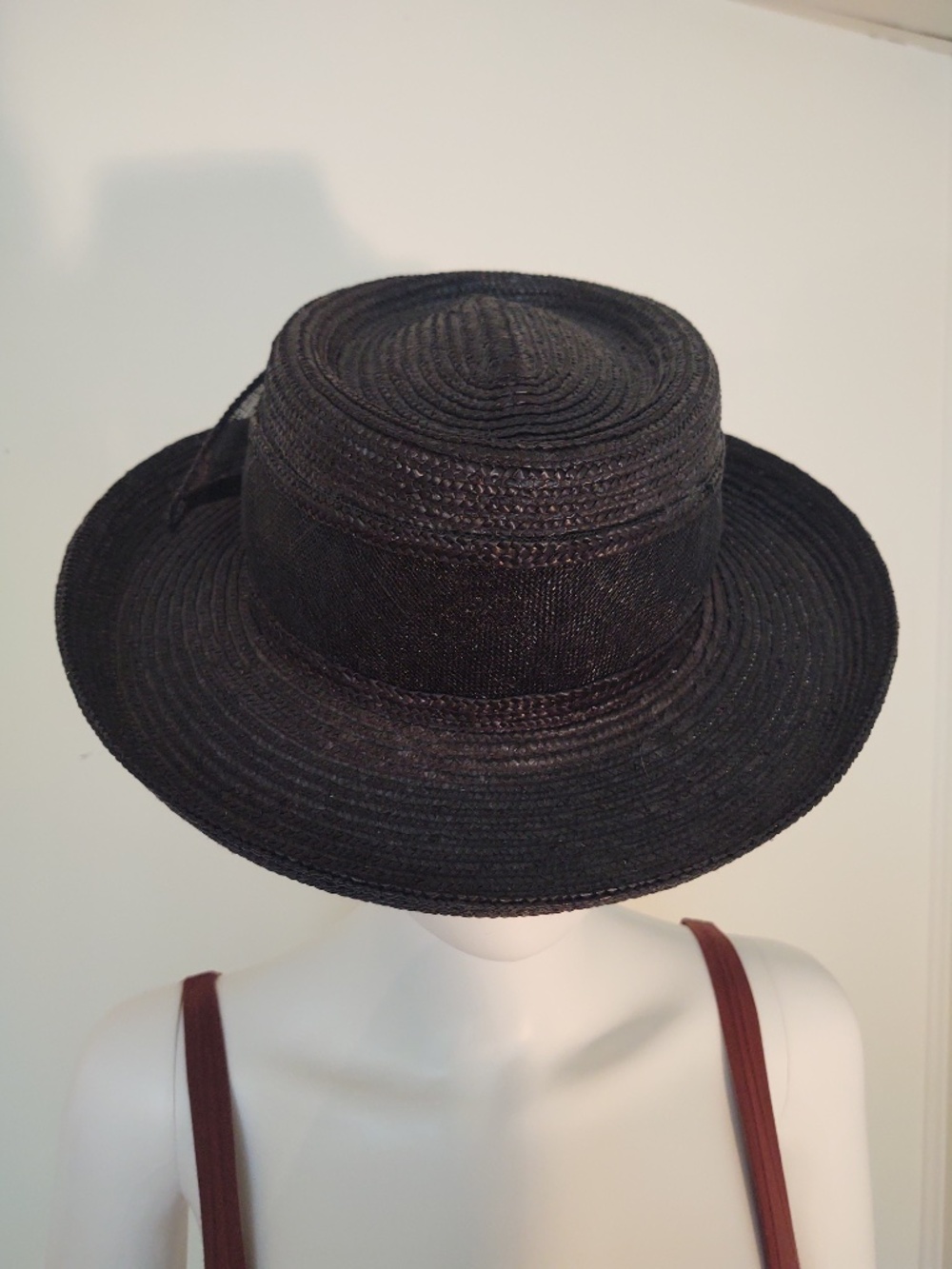 VTG Betmar New York Black Straw Hat with Bow style V235, Blossom Vibes